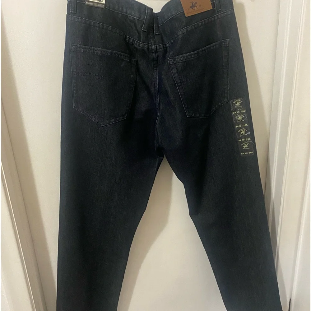 NWT Men’s Beverly Hills Polo Club Relaxed Straight Fit Blue Jeans, 34” x 30” - Picture 3 of 9